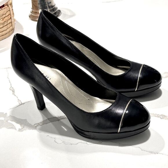 Tahari | Women’s Black Platform Contrast Leather Pump ‘Laurie’ - Picture 2 of 10